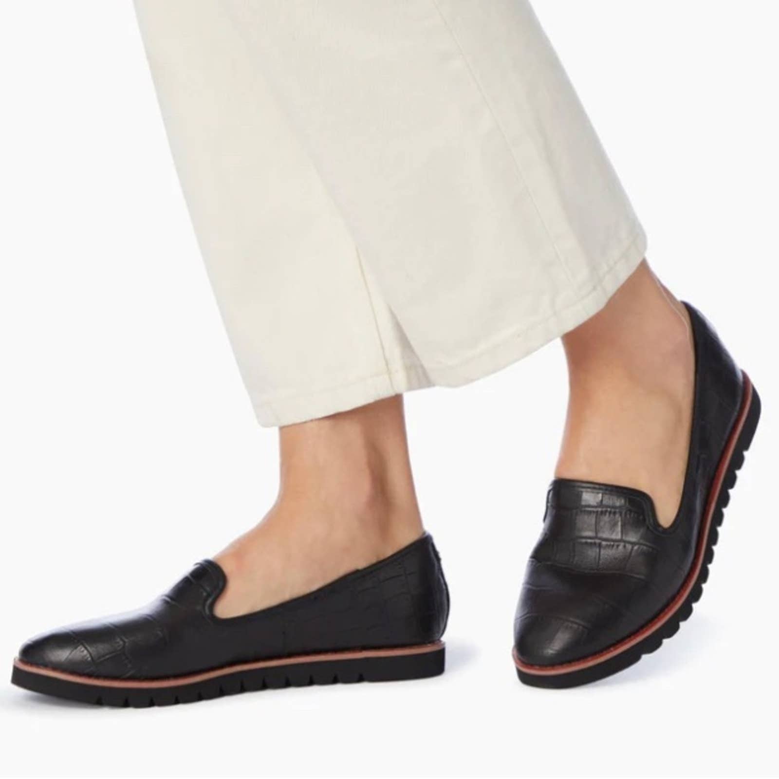 Dune London Galleon black leather printed sport loafer