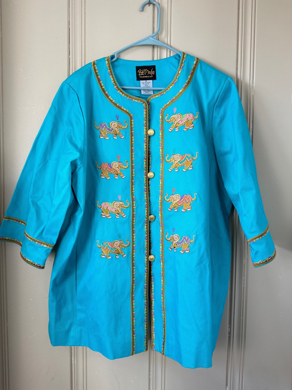 Bob Mackie Women’s elephant embroidered jacket 1X