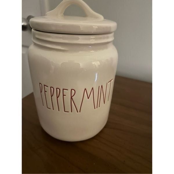 Rae Dunn PEPPERMINT Ceramic Canister