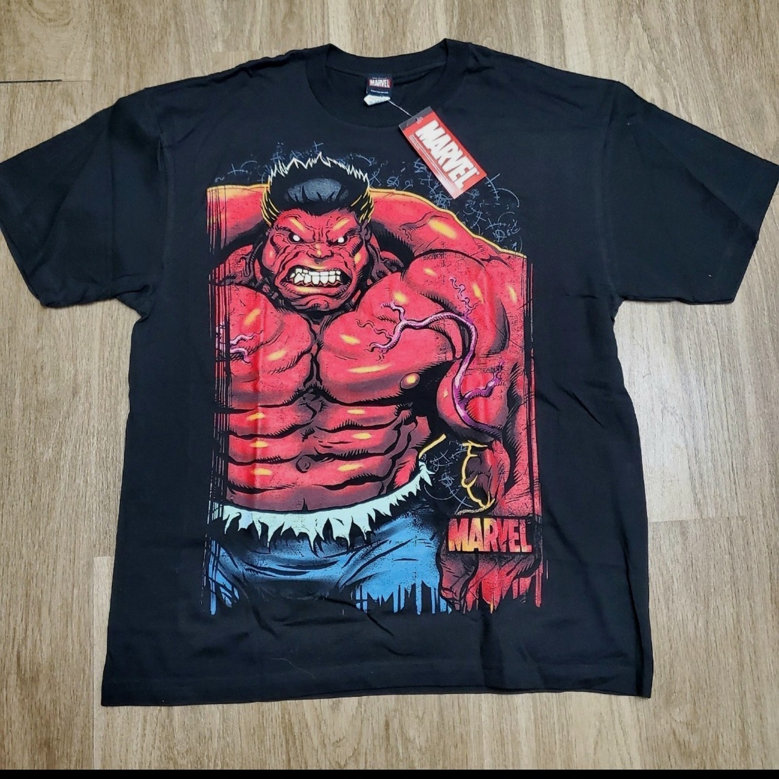 Vintage Marvel Mad Engine T Shirt Sz XL Red Hulk Comics Avengers