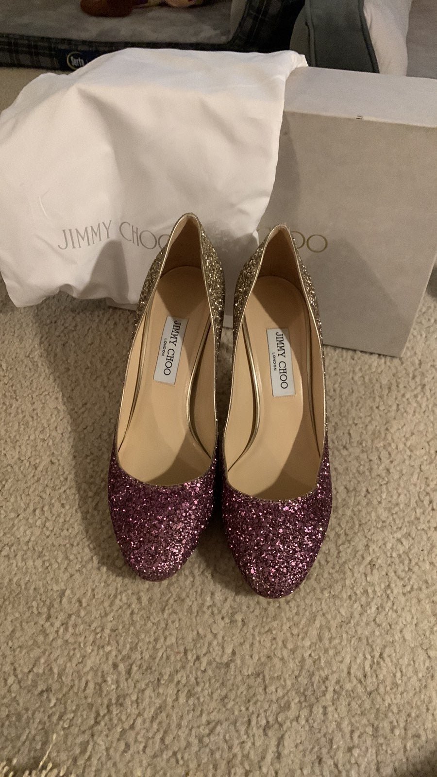 Jimmy Choo Esme 85 Boho Pink/Gold Heels