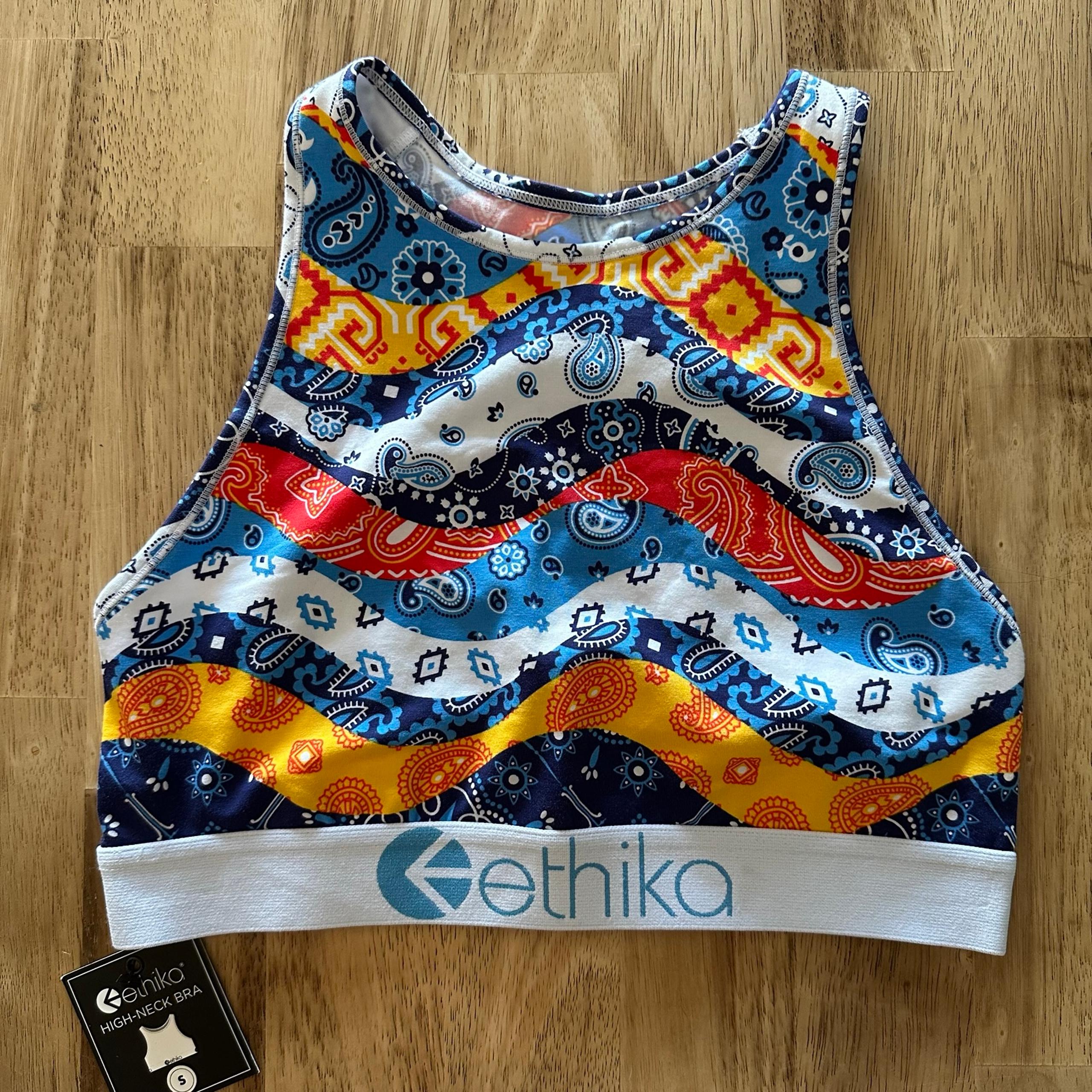 Ethika High Neck Bra Bandana Print Womens Size S Racerback Sports Bra