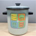 Vintage Avocado Green Enamelware Steamer Stock Pot With Insert Lid Kitchen MCM