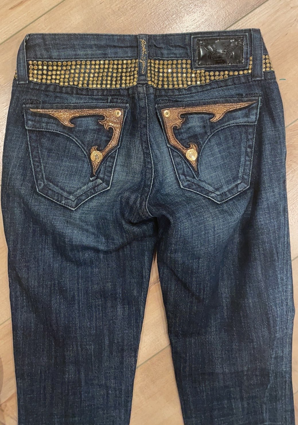 Robin's Jeans Swarovski Jeweled Frogld Cropped Jeans Sz 24