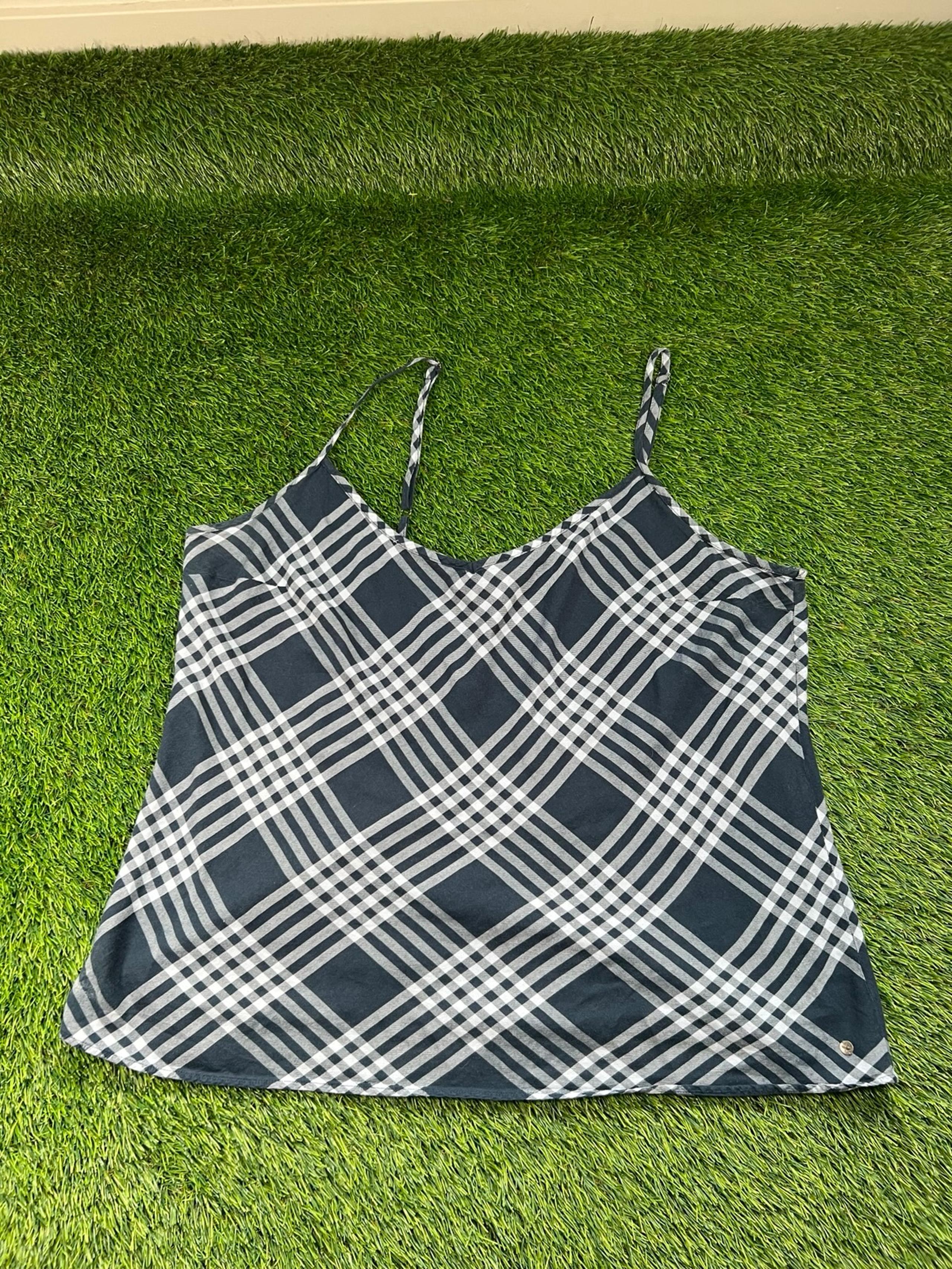 Eddie Bauer Tank Top Size XL Blue Plaid Adjustable Straps Women’s