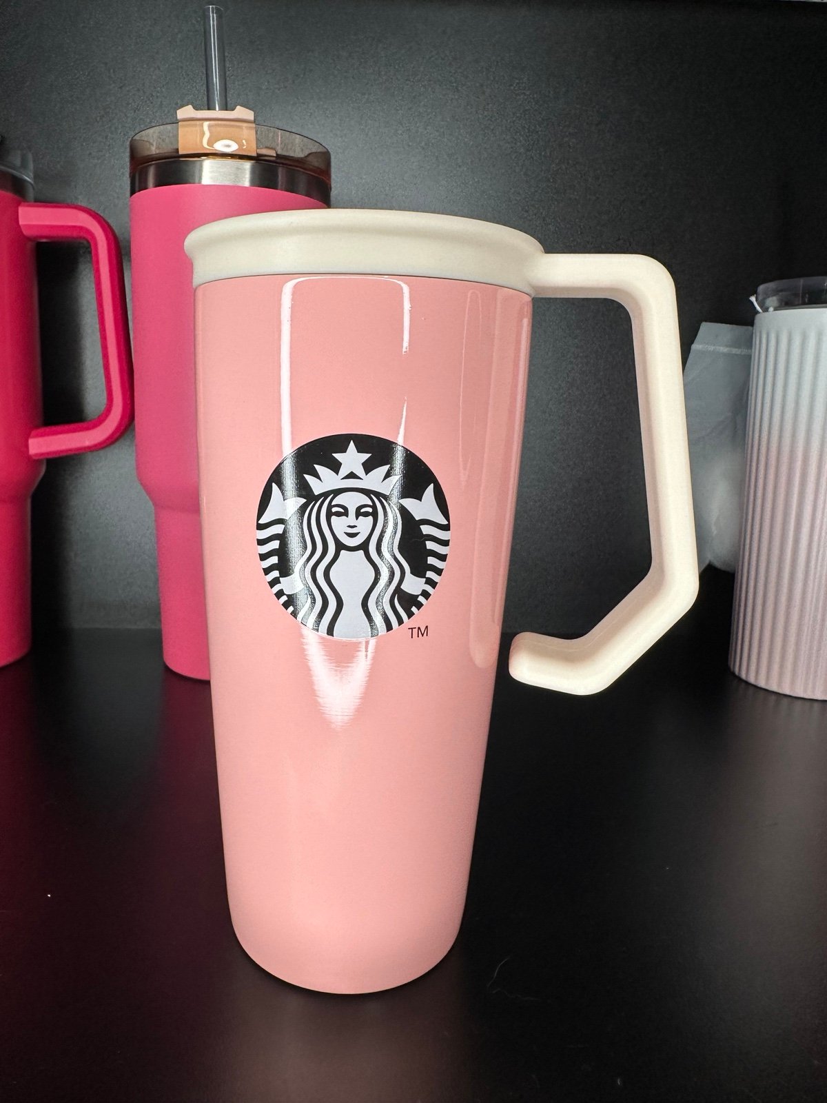 NWT Starbucks Korea SS Chubby Handle Pink Tumbler 16oz