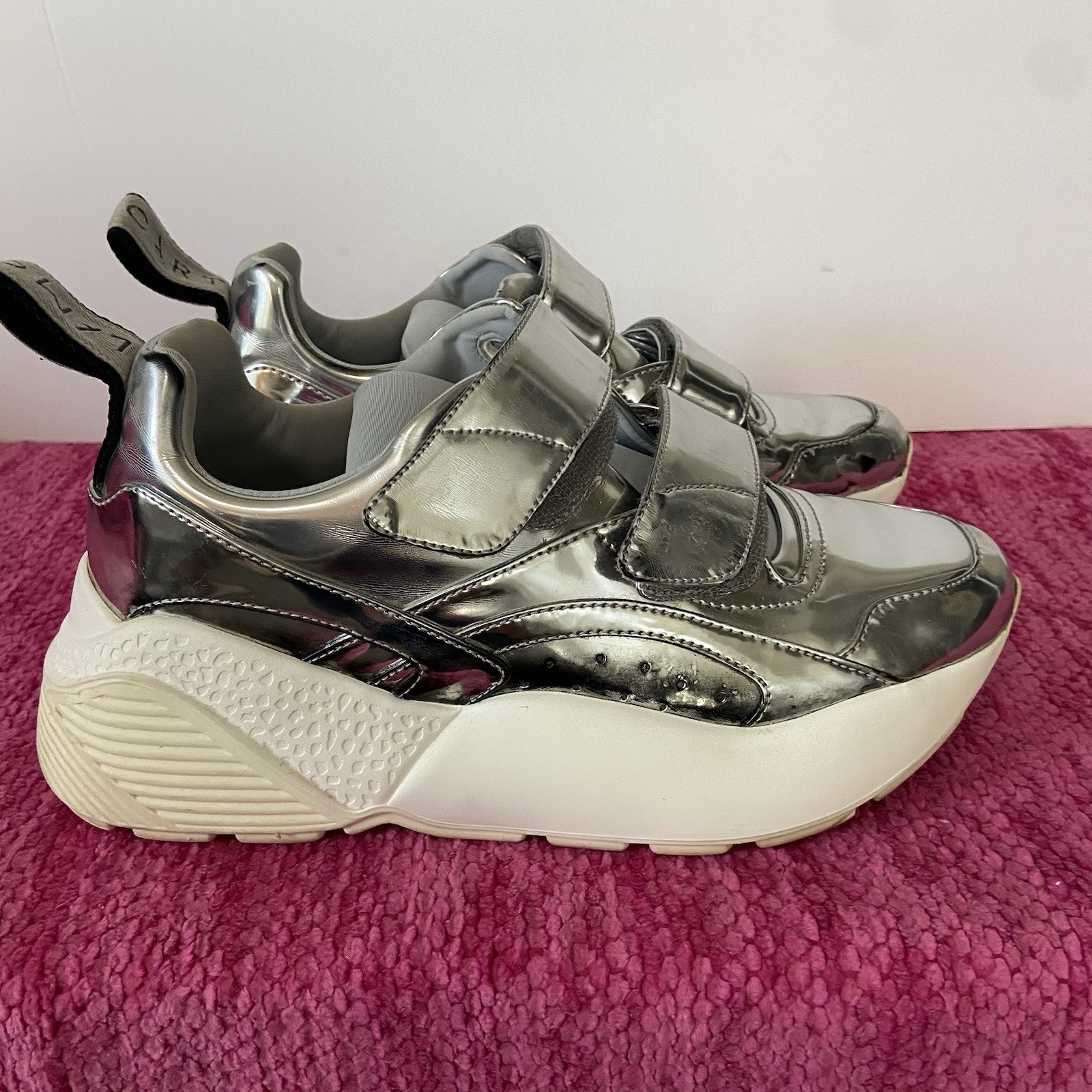 Stella McCartney Eclypse Metallic Silver Sneakers Size EU 37/US 7