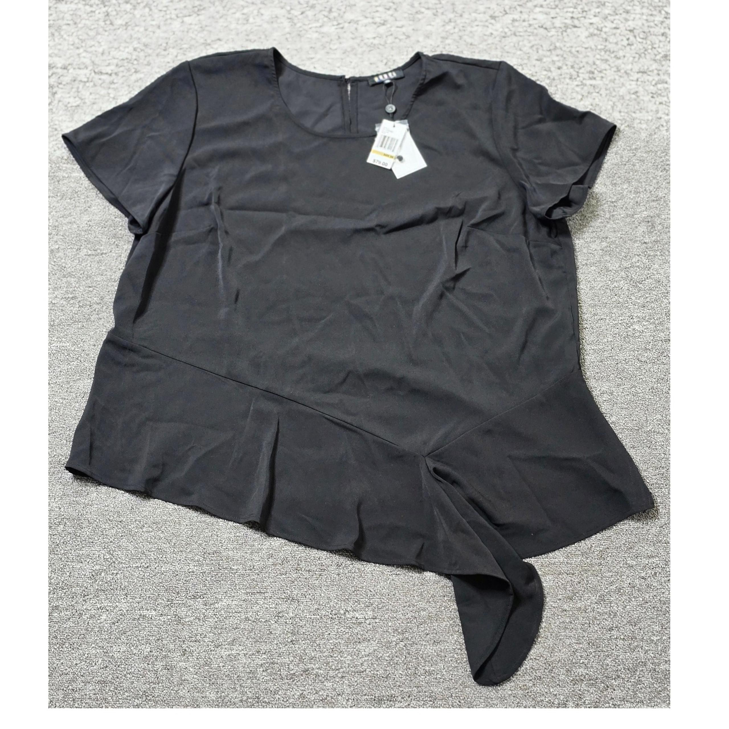 Rebel Wilson Angels Black Short Sleeve Asymmetric Blouse Top 3X