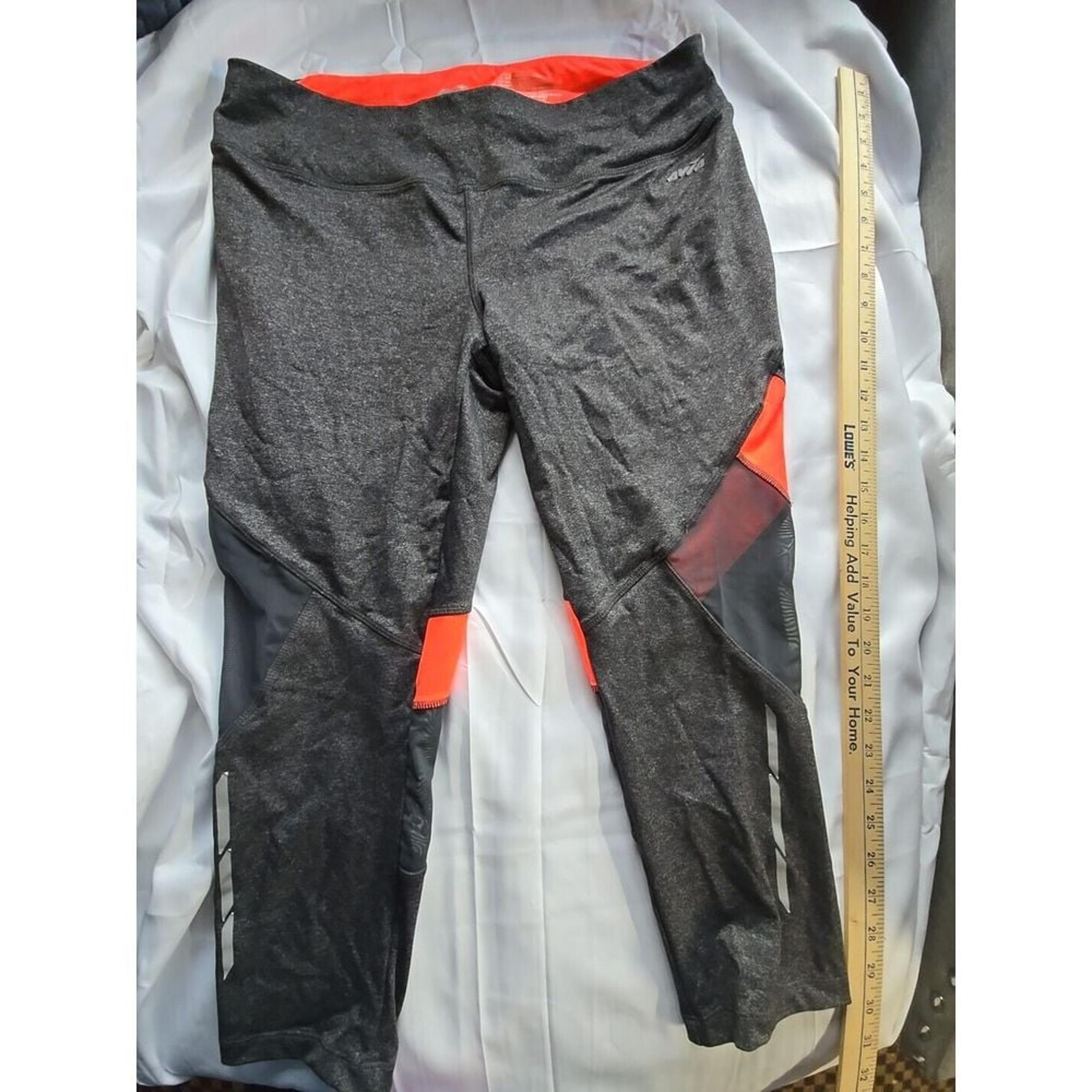 Avia Women's Size L Active Crop Leggings Pants Athletic Yoga Black Orange Trim