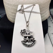 Vintage Sterling Charleston Horse Buggy Shaped Pendant with Marvel Chain