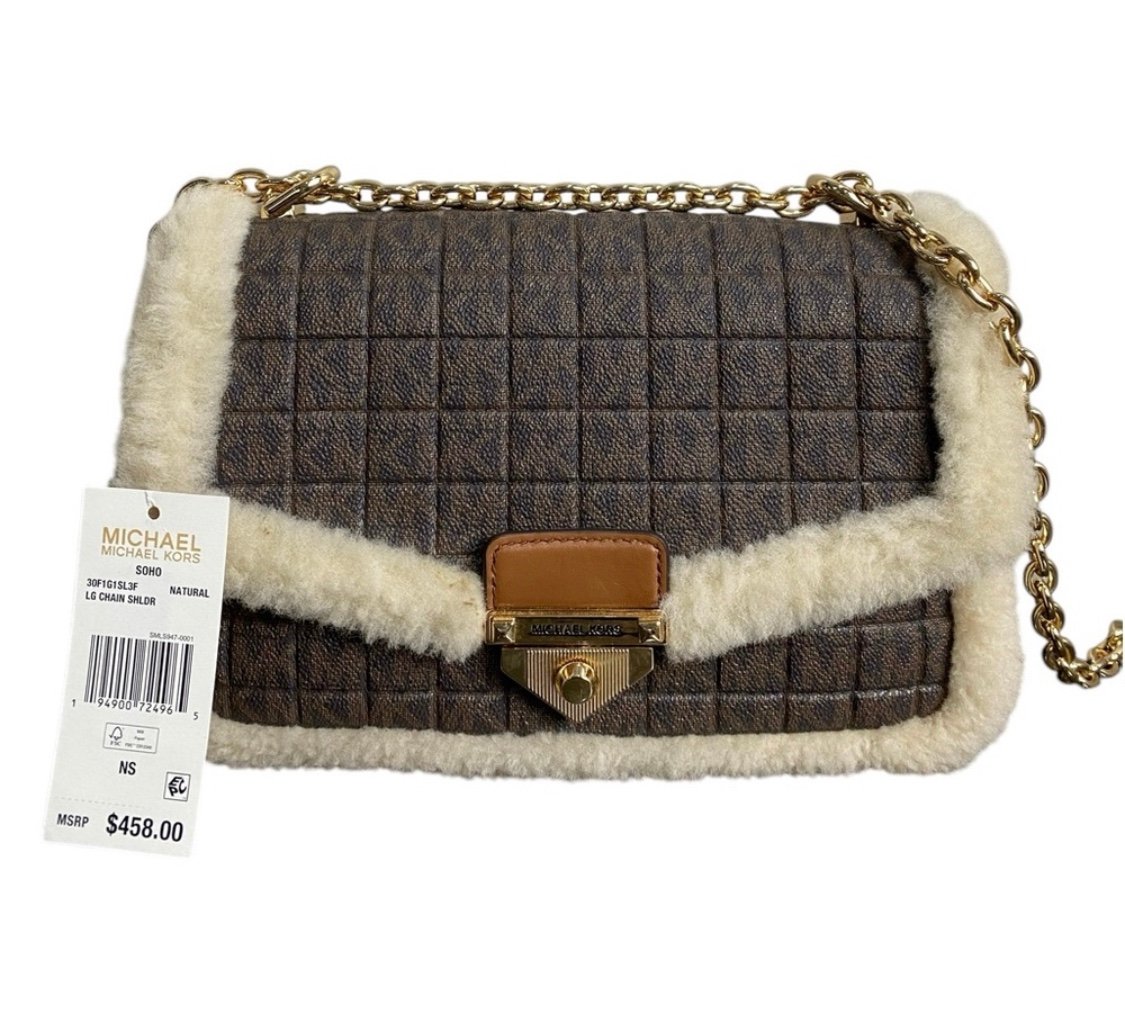 NWOT Michael Kors Like New Soho Long Chain Shoulder Bag Shearling Crossbody