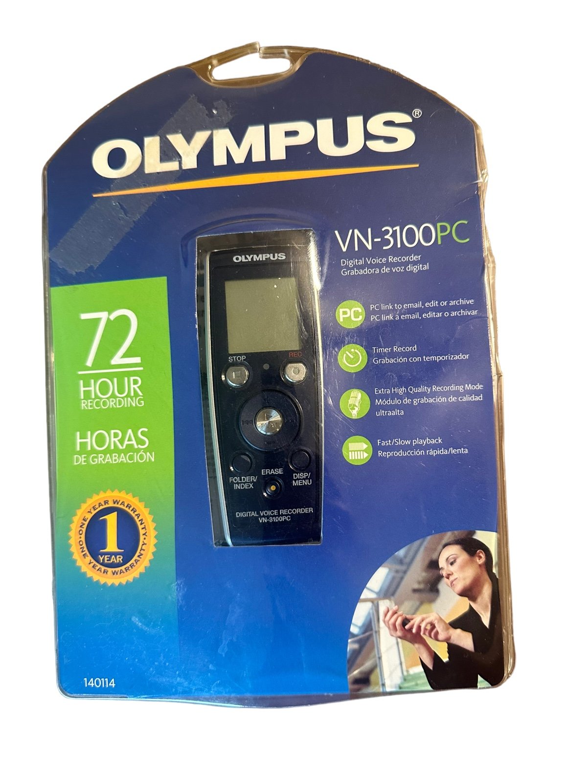 Olympus Digital Voice Recorder VN-3100PC 72 Hour Recording Time Tested & Works