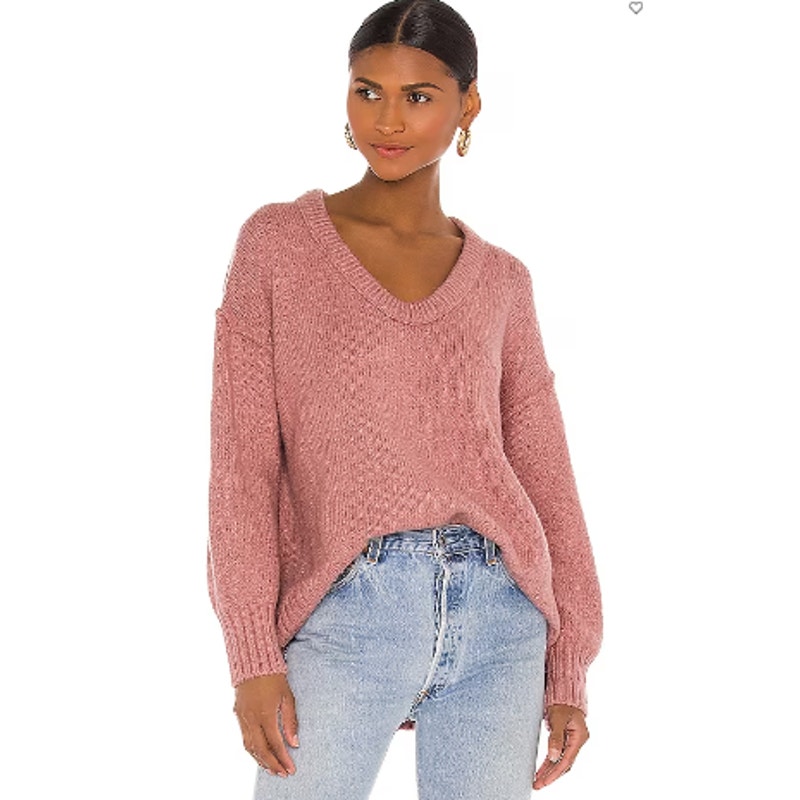 Free People SZ XS Brookside Tunic Sweater Alpine Rose Oversized OB1153857 128