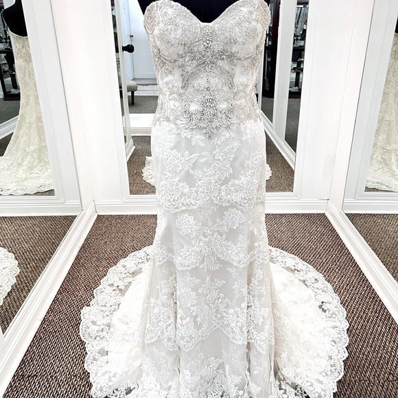 Casablanca Bridal Gown Iris 2244 Size 14 Champagne/Ivory/Silver