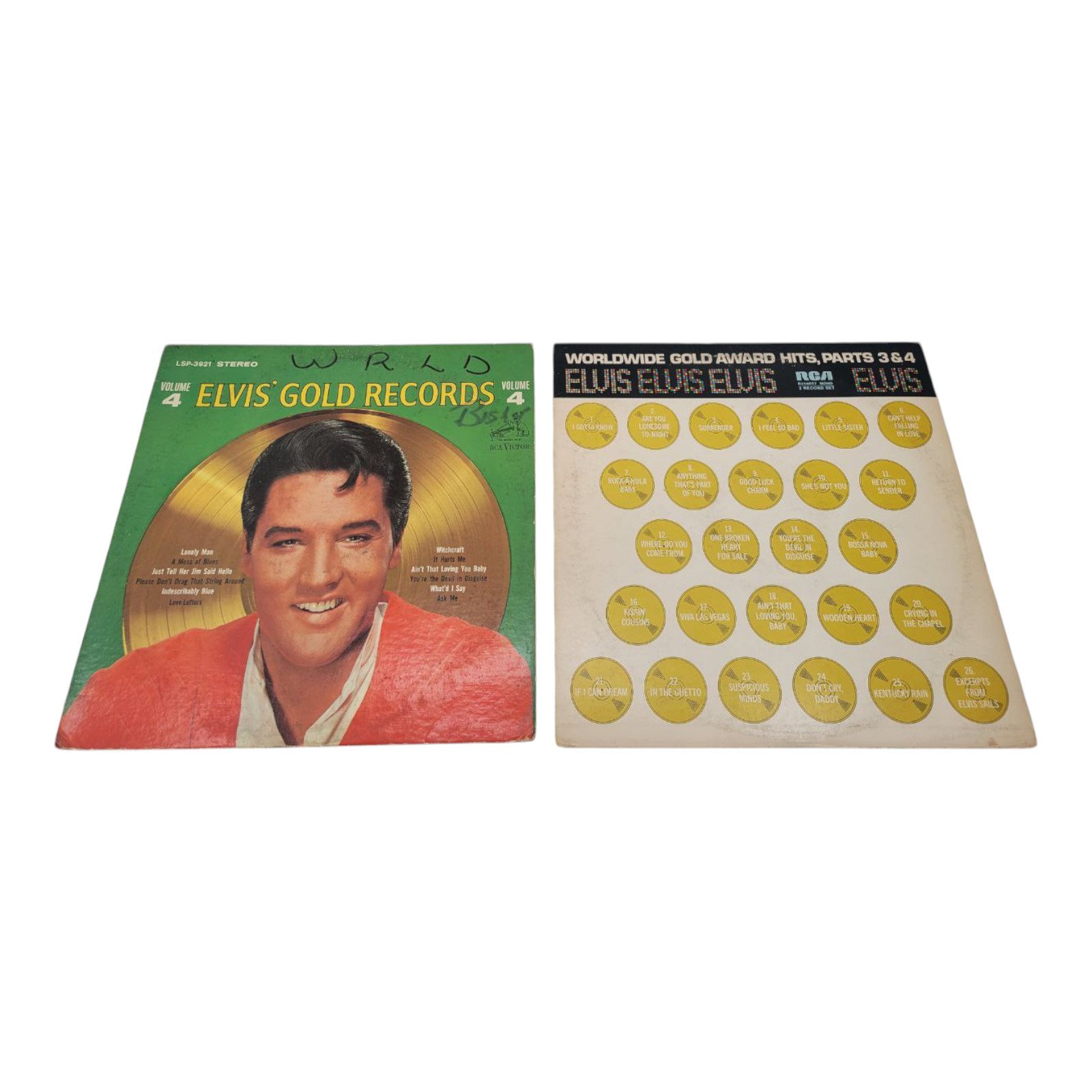 Elvis Presley 2 Vinyl LP Bundle Gold Records and Worldwide Gold Award Hits