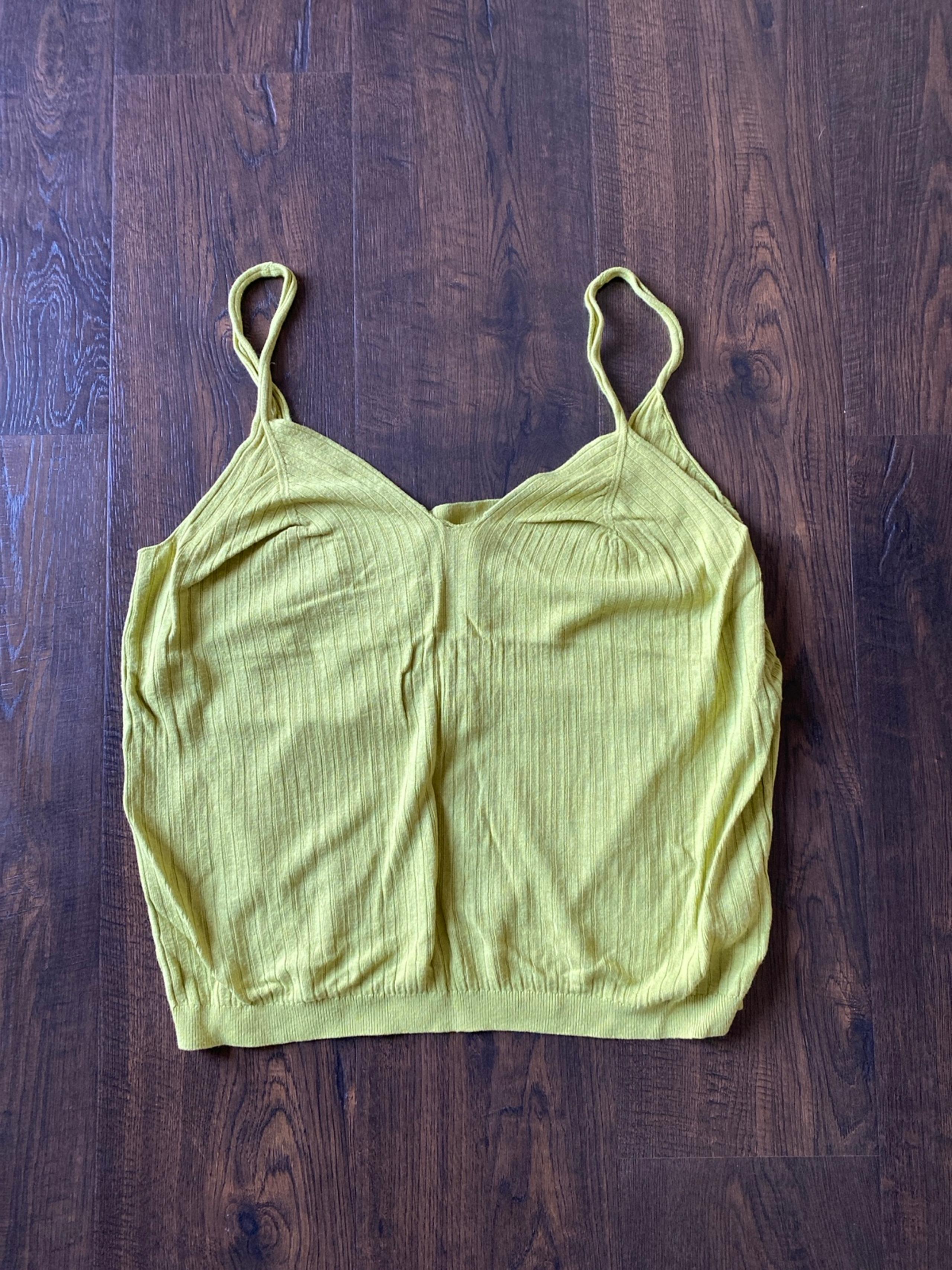 anthropologie women’s lime viscose linen ribbed knit v neck medium camisole
