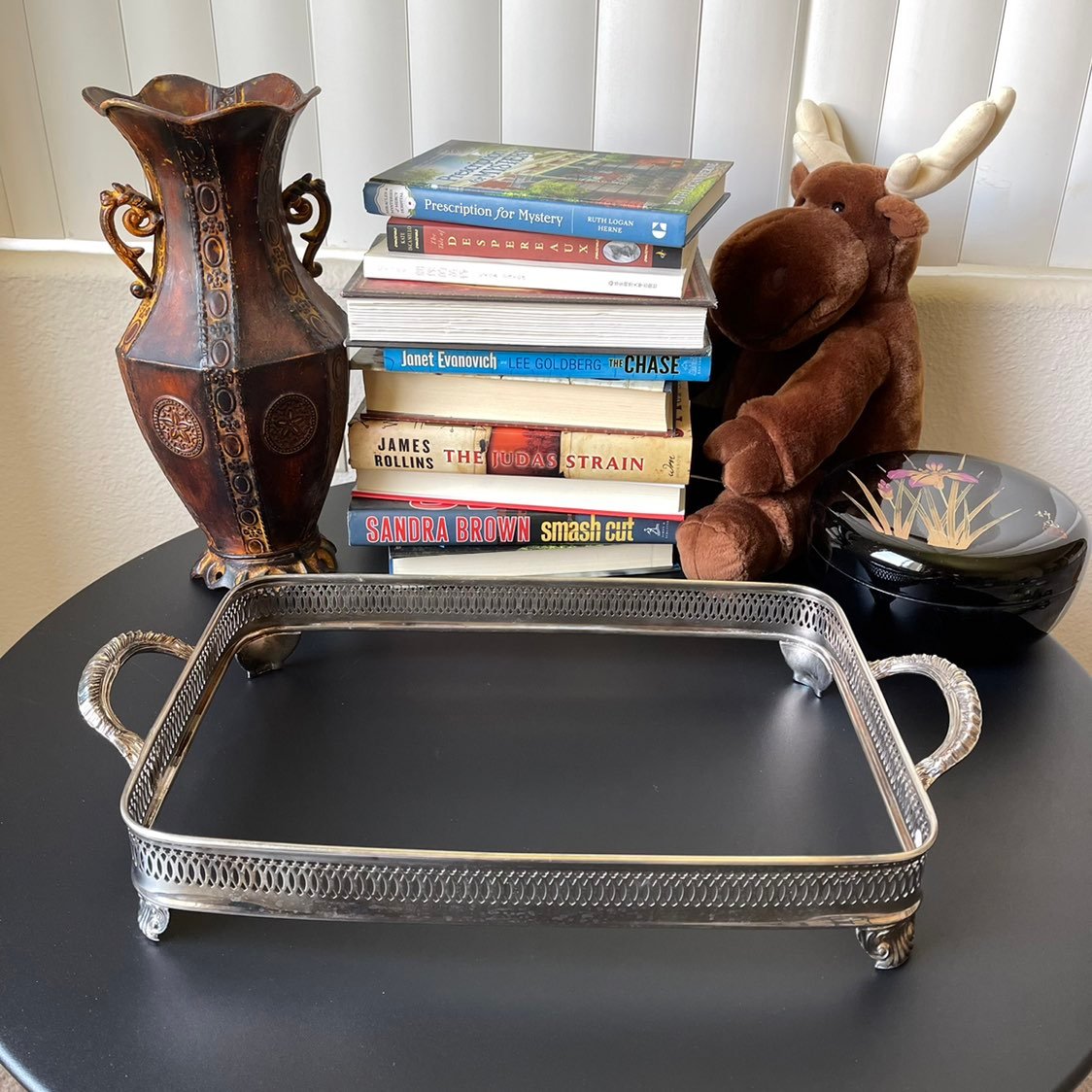 Vintage 17” Rectangle Footed Silver Casserole Dish Holder Stand Tray Cradle MCM