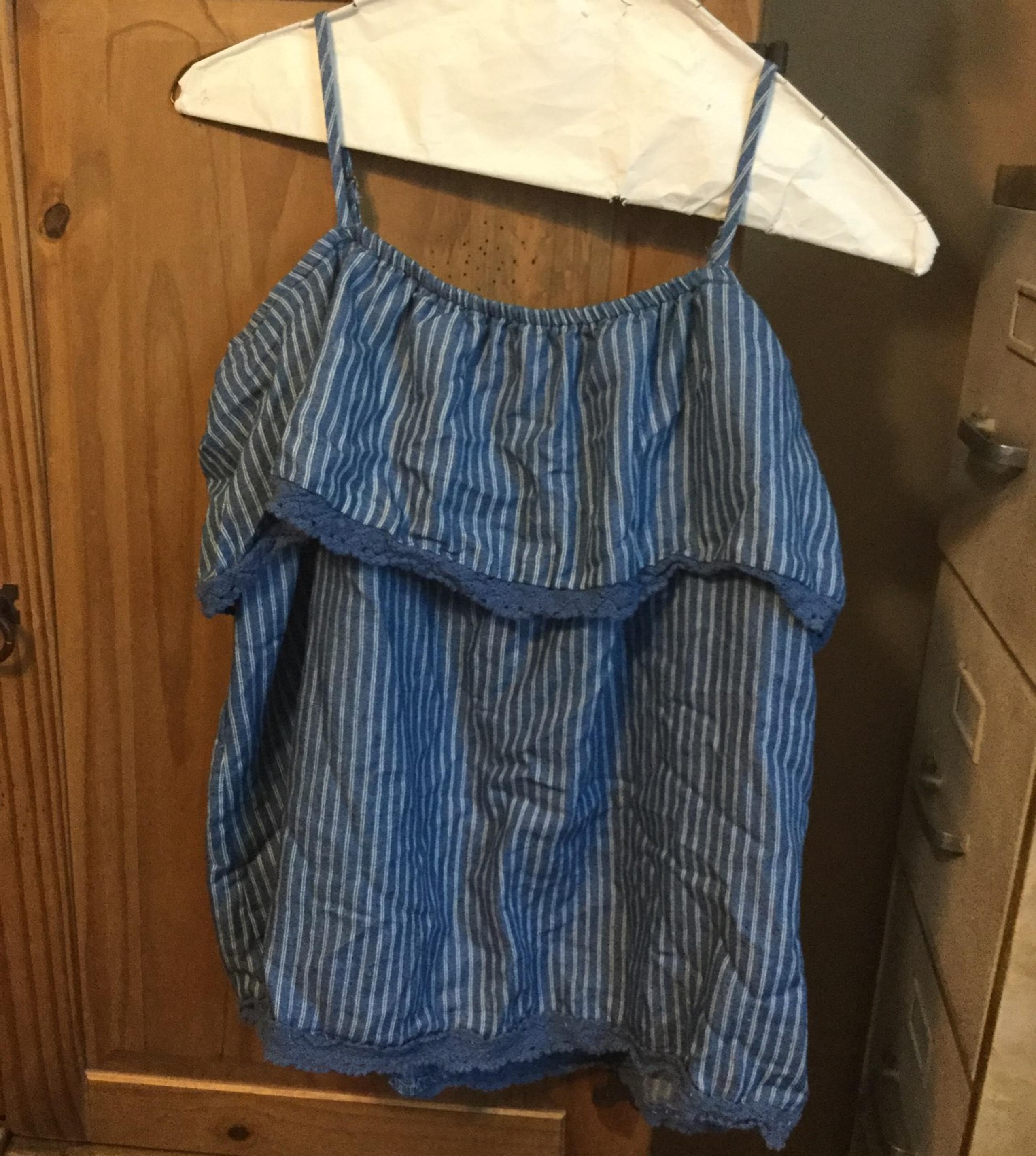 Blue & White Strip Ruffly Top + Gifts
