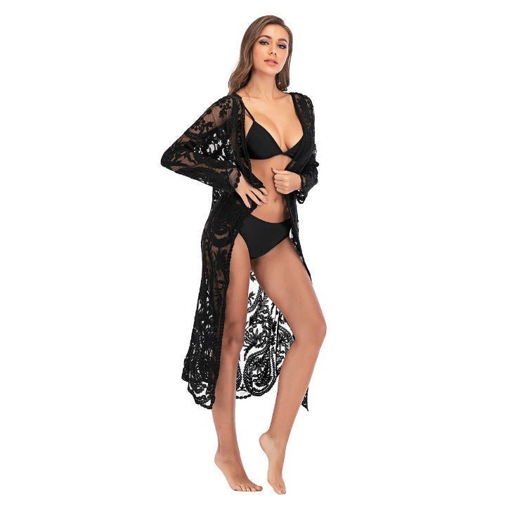 Cardigan Cover-ups Women lace Beachwear lace over up