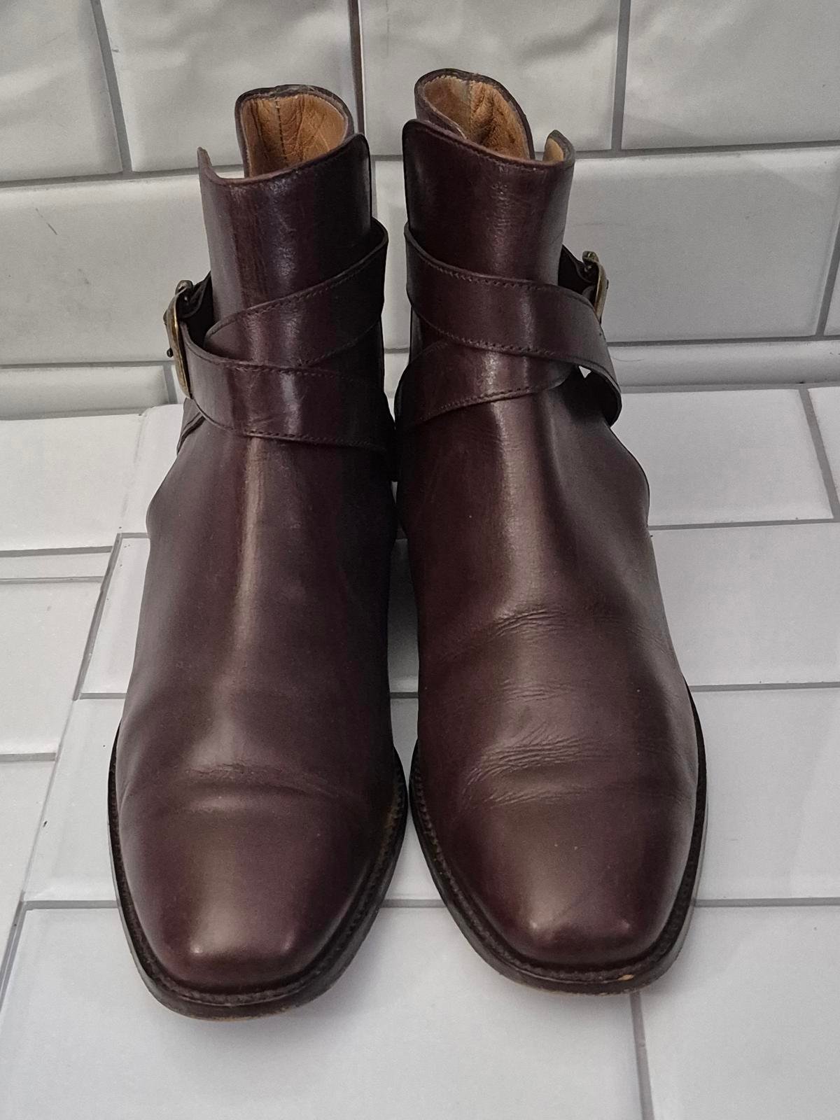 I. Magnin Vintage Ladies Short Brown Leather Boot With Ankle Strap
