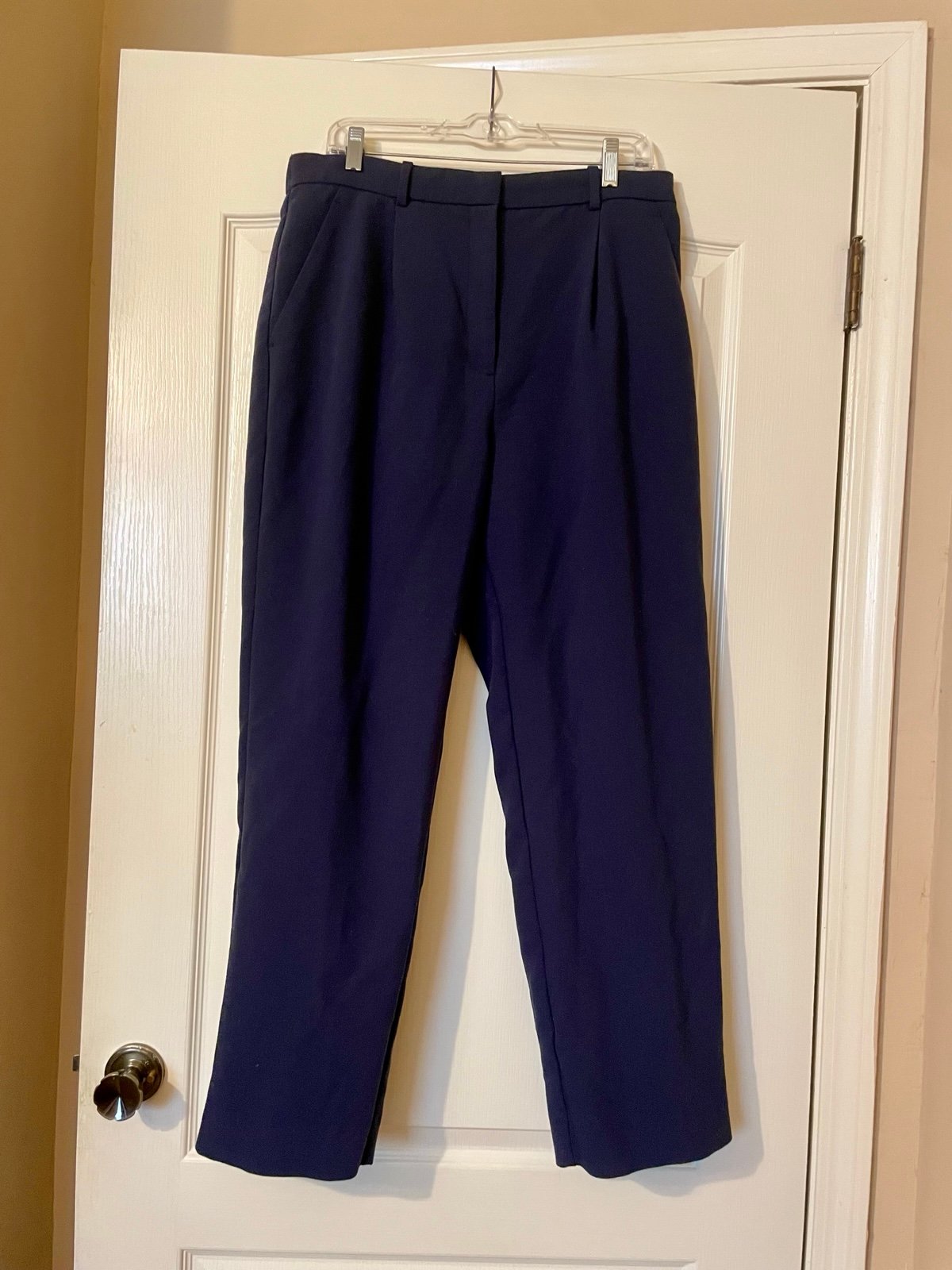 Abercombie & Fitch Navy Sloane Tailored Trouser Pants Wide Leg Pleated 14R Work