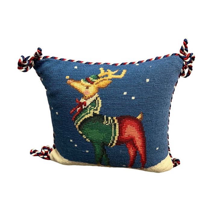 Katha Diddel Reindeer Blitzen Christmas Pillow