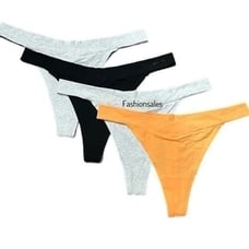 Victorias Secret Pink Set of 4 Soft Cotton Thong Panty Gray ,Black & Orange XXL