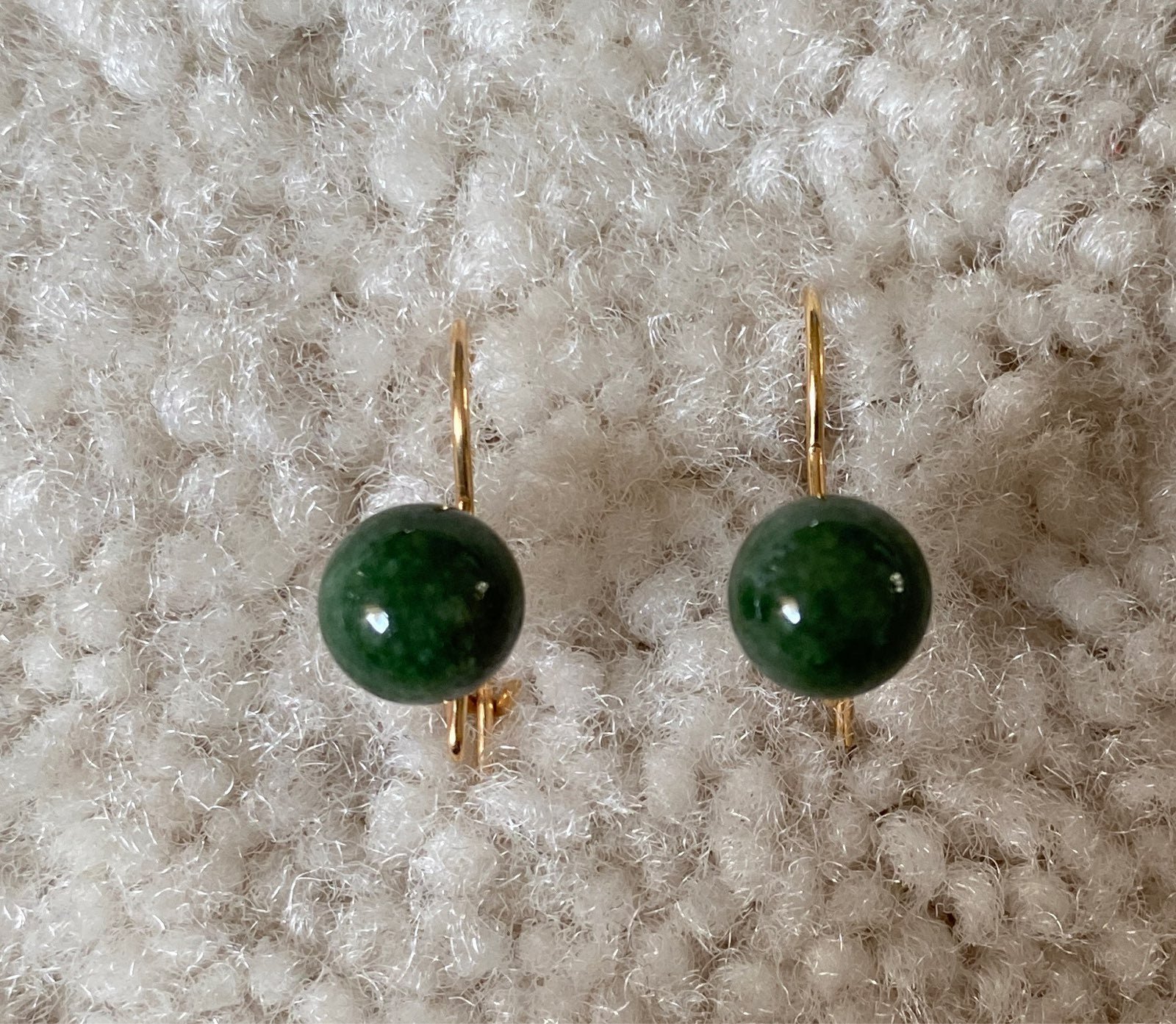 Genuine jade french wire earrings