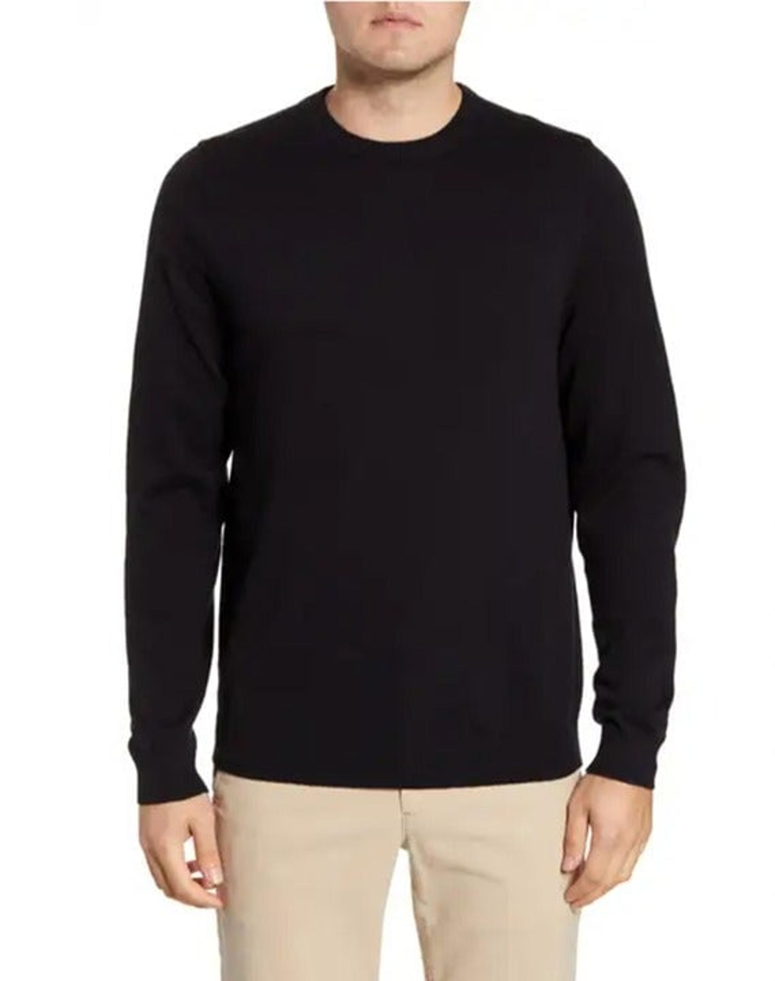 Nordstrom Men's Cotton & Cashmere Crewneck Sweater Size Medium Black