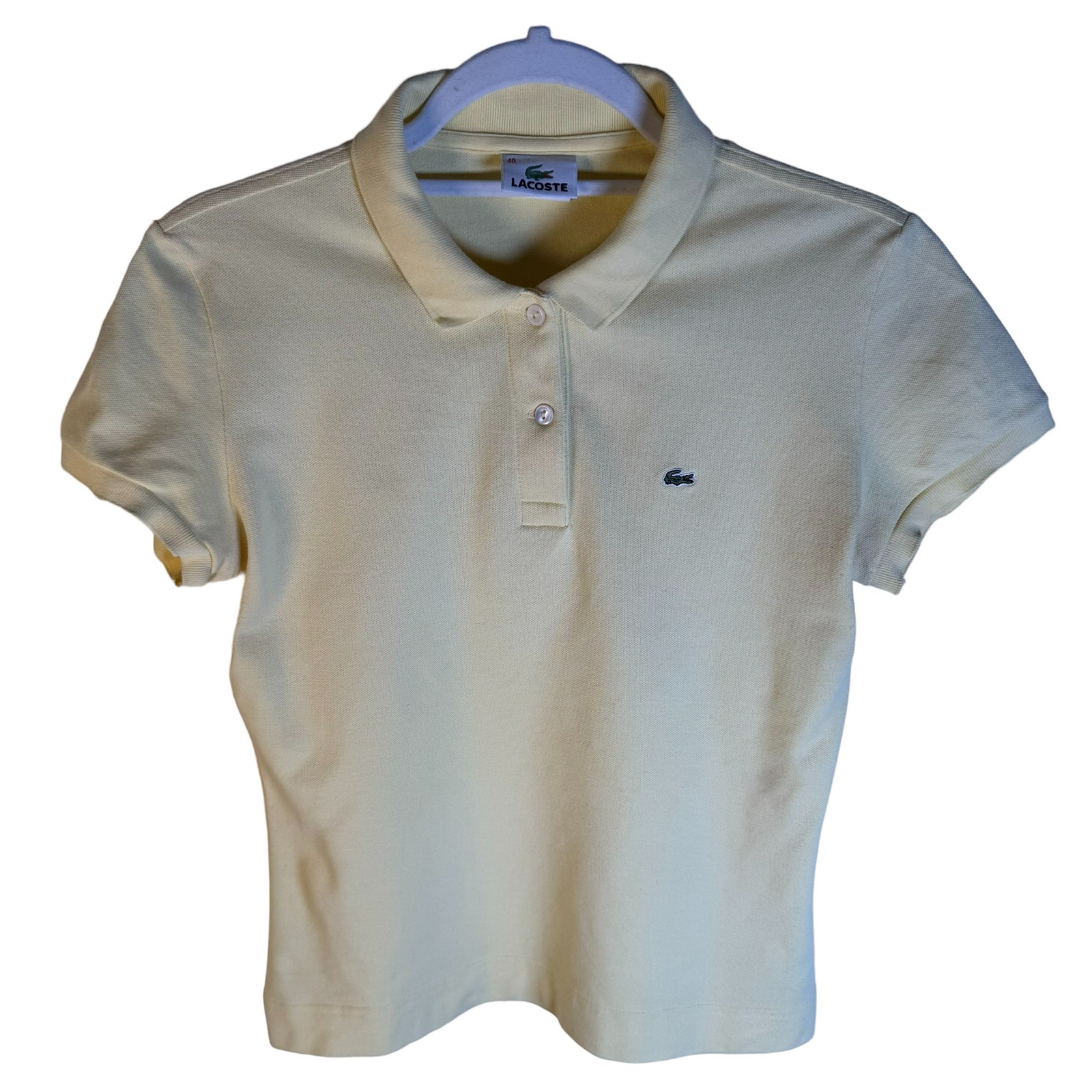 Lacoste | Vintage Women's Short Sleeved Polo - Light Yellow, Size 40 Y2K 2000s