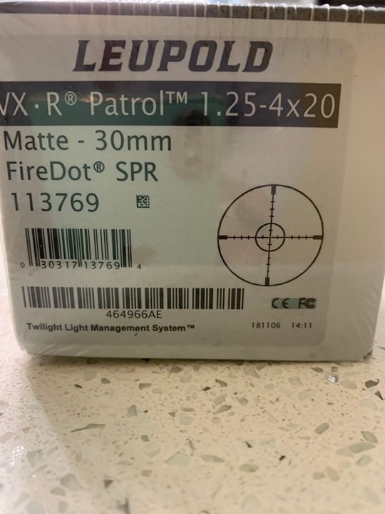 Leupold VX-R Patrol 1.25-4x20 FireDot SPR Reticle - 30mm