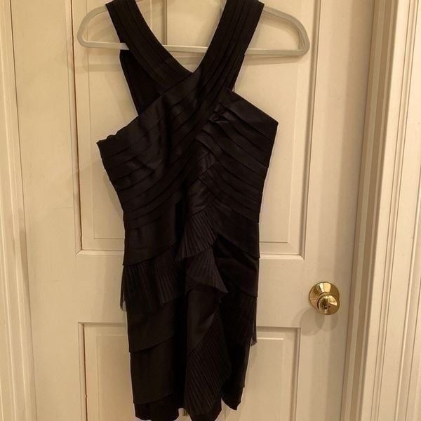 BCBG Max Azria black wrapped cocktail dress