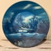 Vintage Gold Mining Pan Hand Painted Artist Signed Cabin Snow Northern Lights