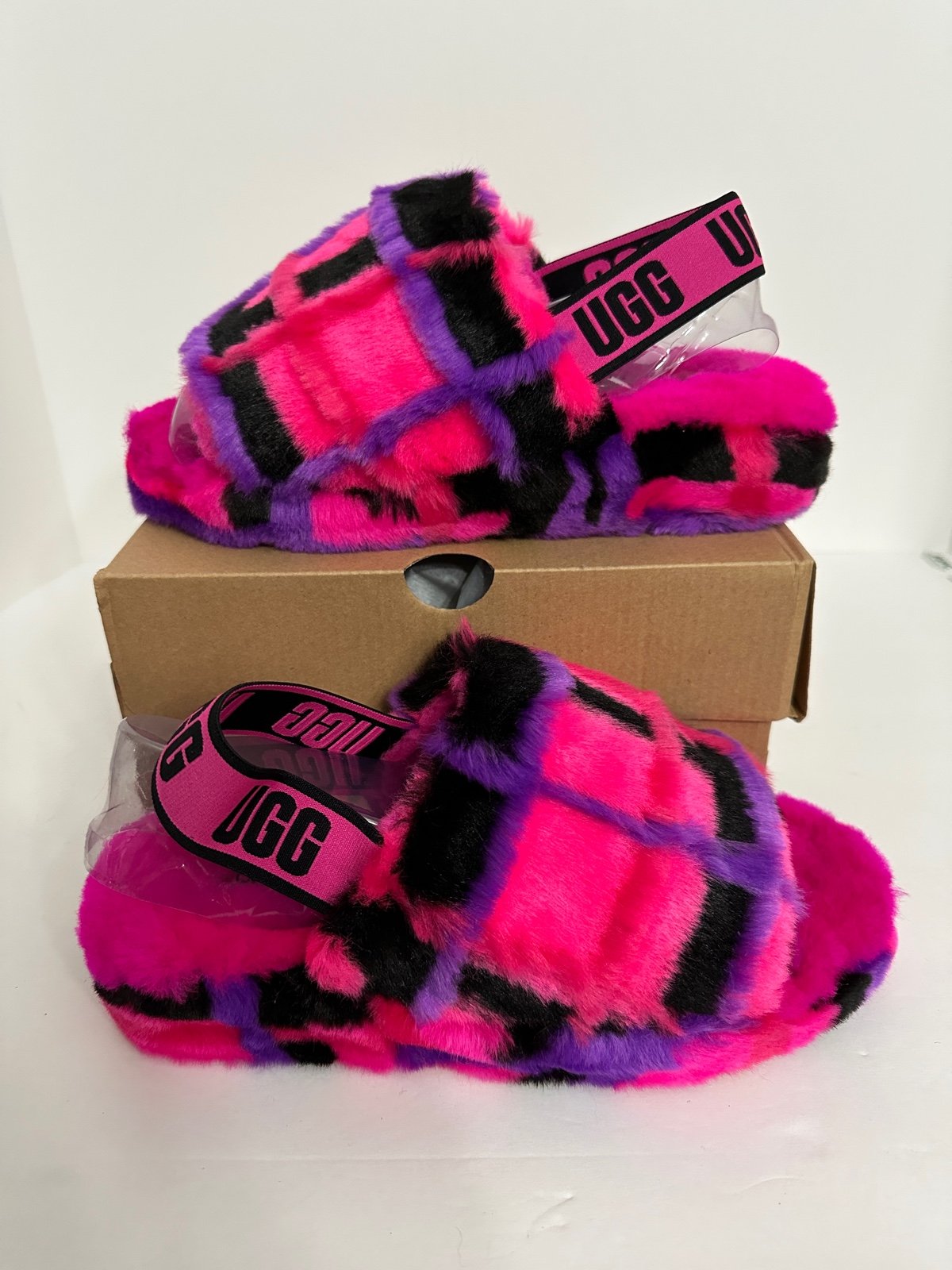 UGG Fluff Yeah Plaid Punk Slide Rock Roll Slippers Womens