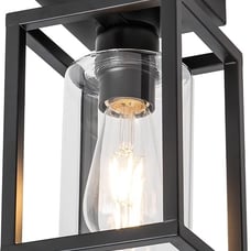 Flush Ceiling Light Fixture with Clear Glass Shade Farmhouse Black