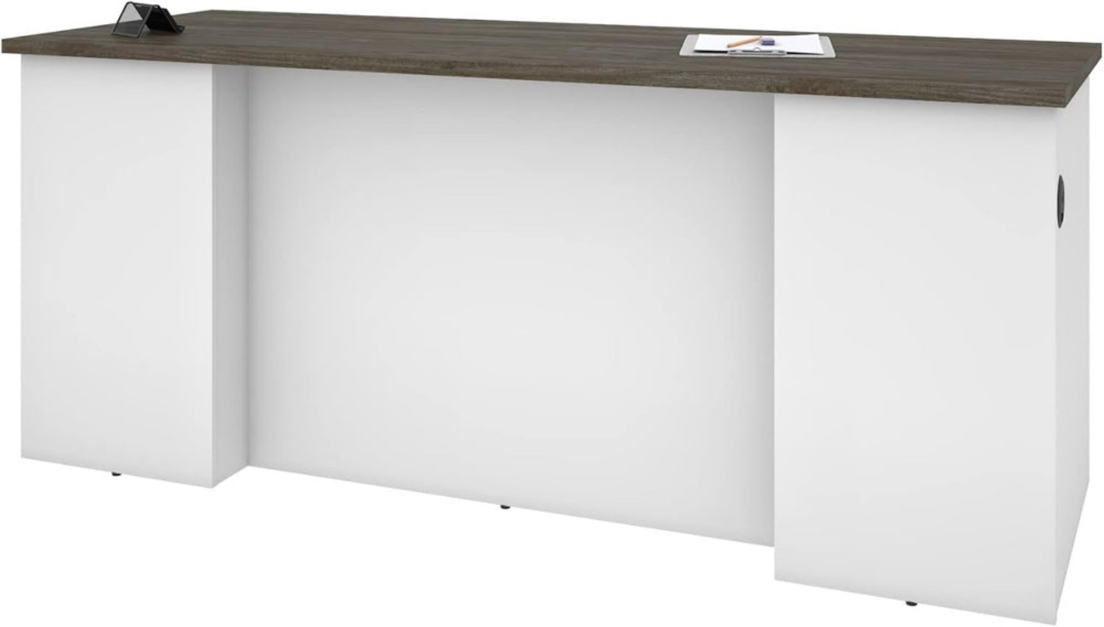 Bestar Norma 71W Desk Shell in Walnut Grey & White