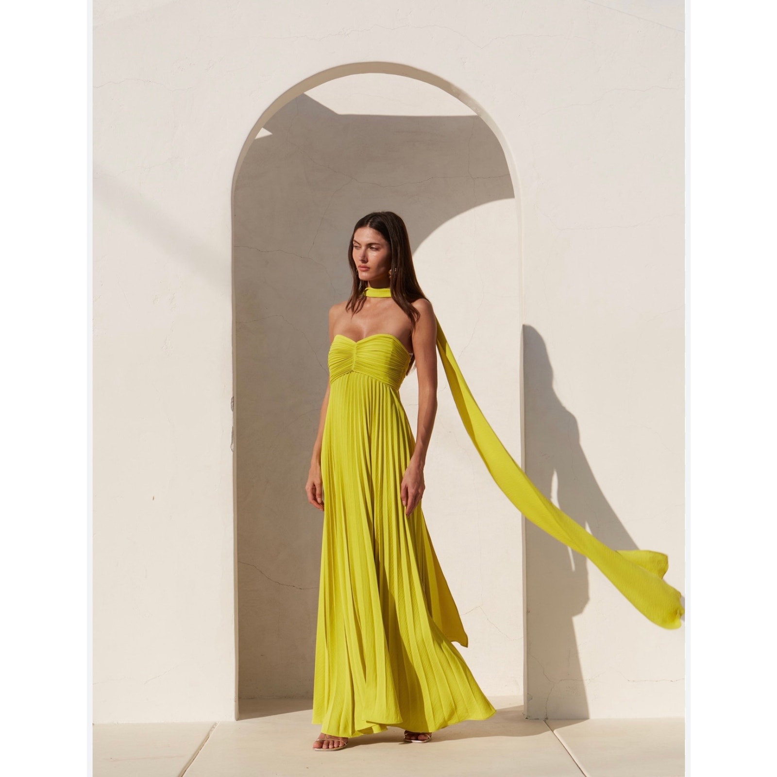 Delfi Collective Dapheni Scarf Dress size Large Chartreuse