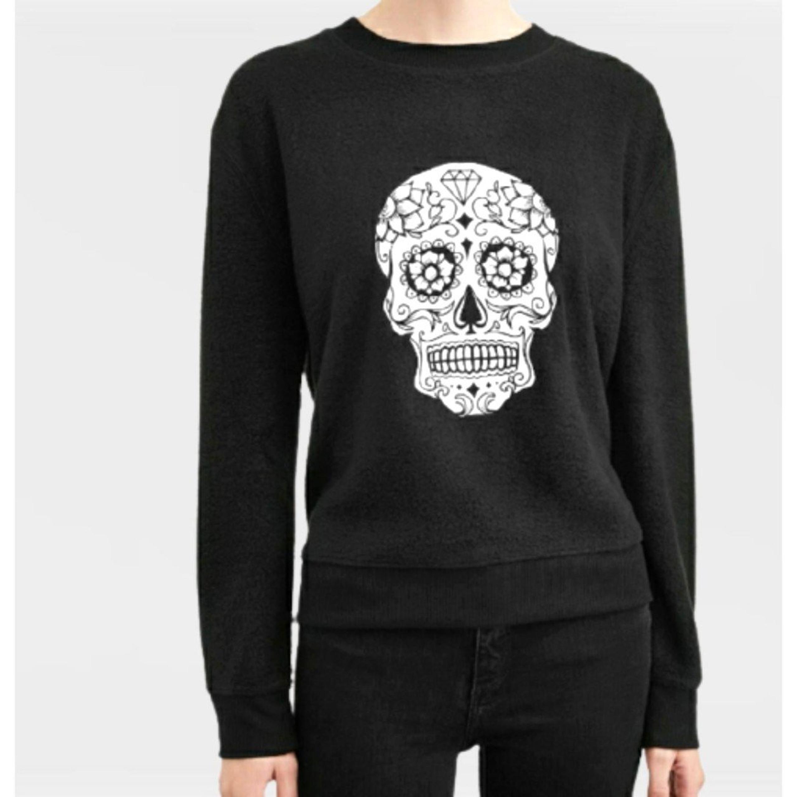 No Boundaries NOBO Women's Sugar Skull Fleece Sweatshirt Top Juniors Med