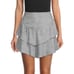 BCBGeneration Women's Black/White Tiered Linen Blend Mini Skirt Size Large
