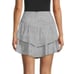 BCBGeneration Women's Black/White Tiered Linen Blend Mini Skirt Size Large