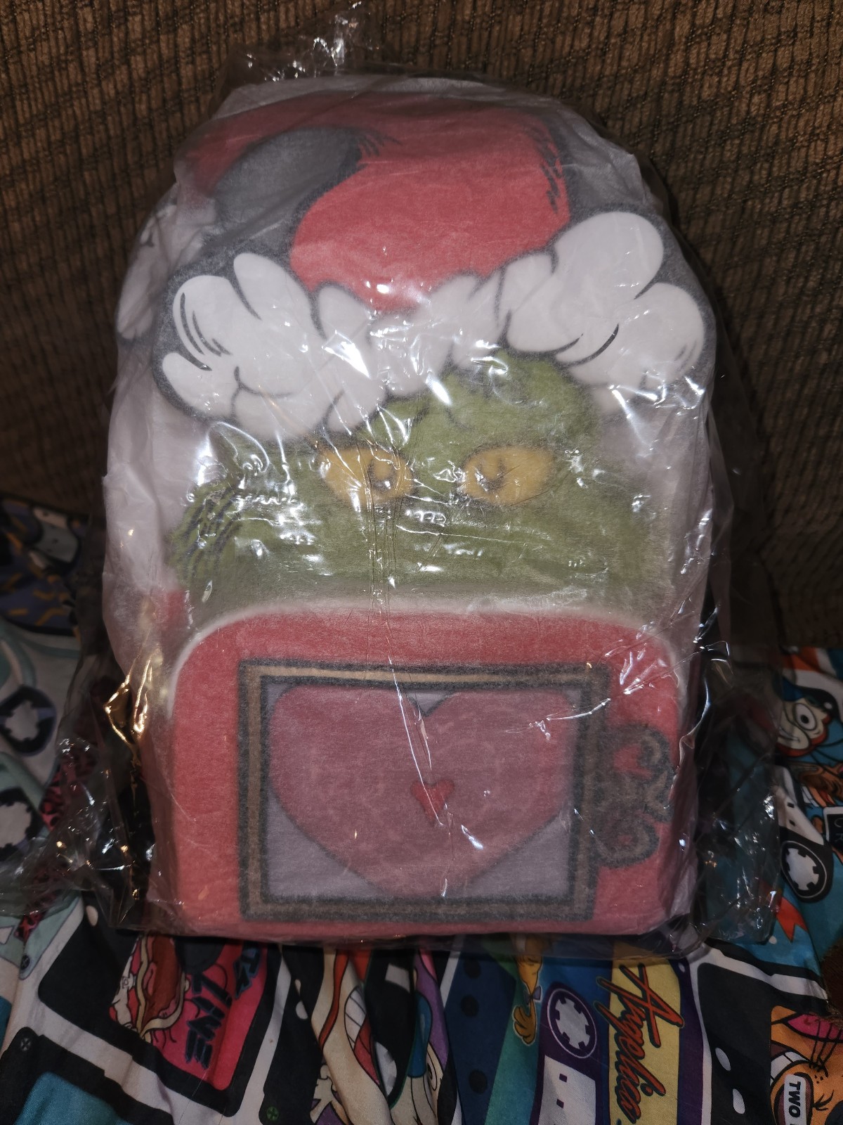 Loungefly Dr. Seuss Grinch - Mini mochila de corazón lenticular, Rojo -