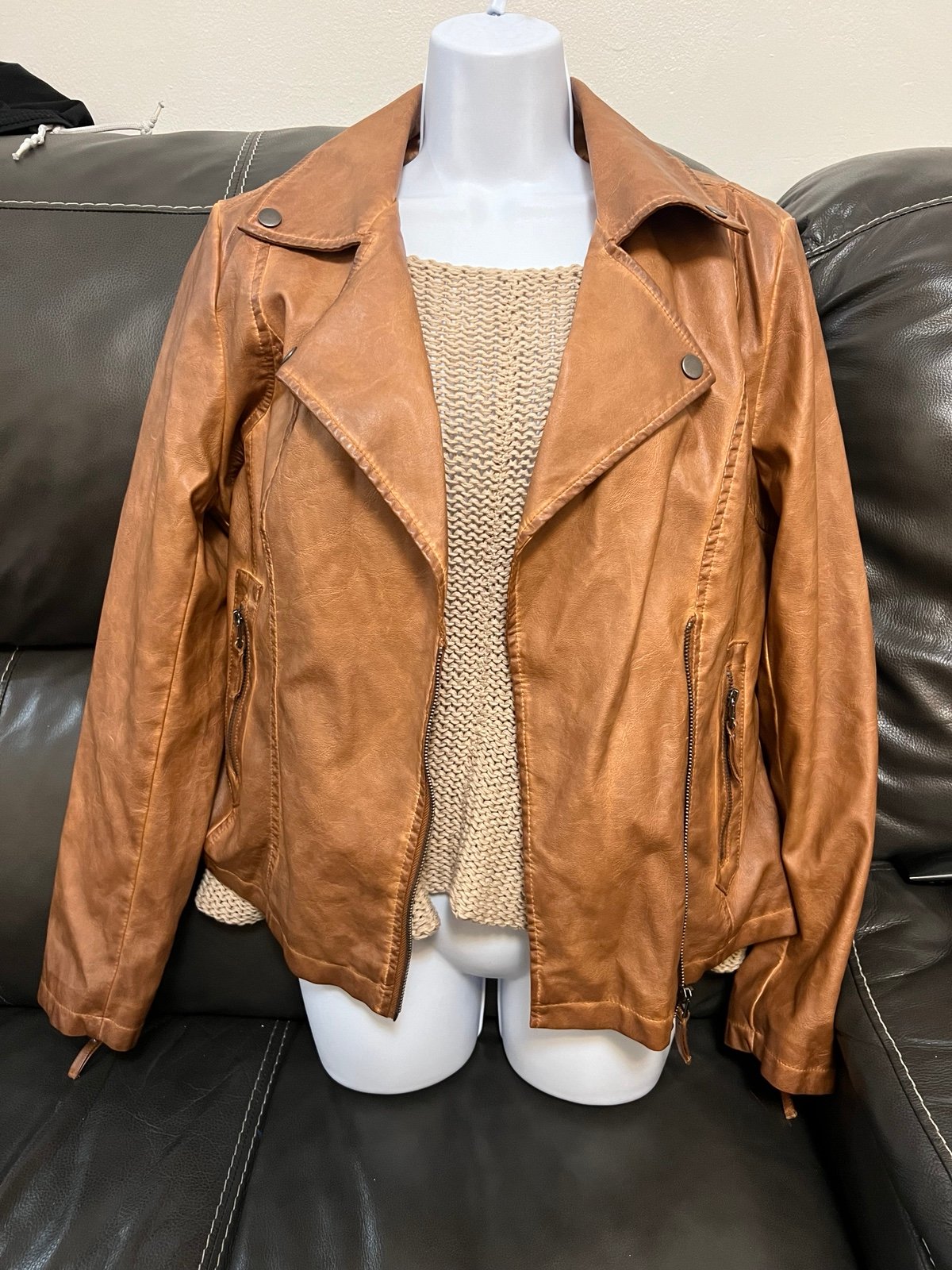Max studio Tan Faux Leather jacket