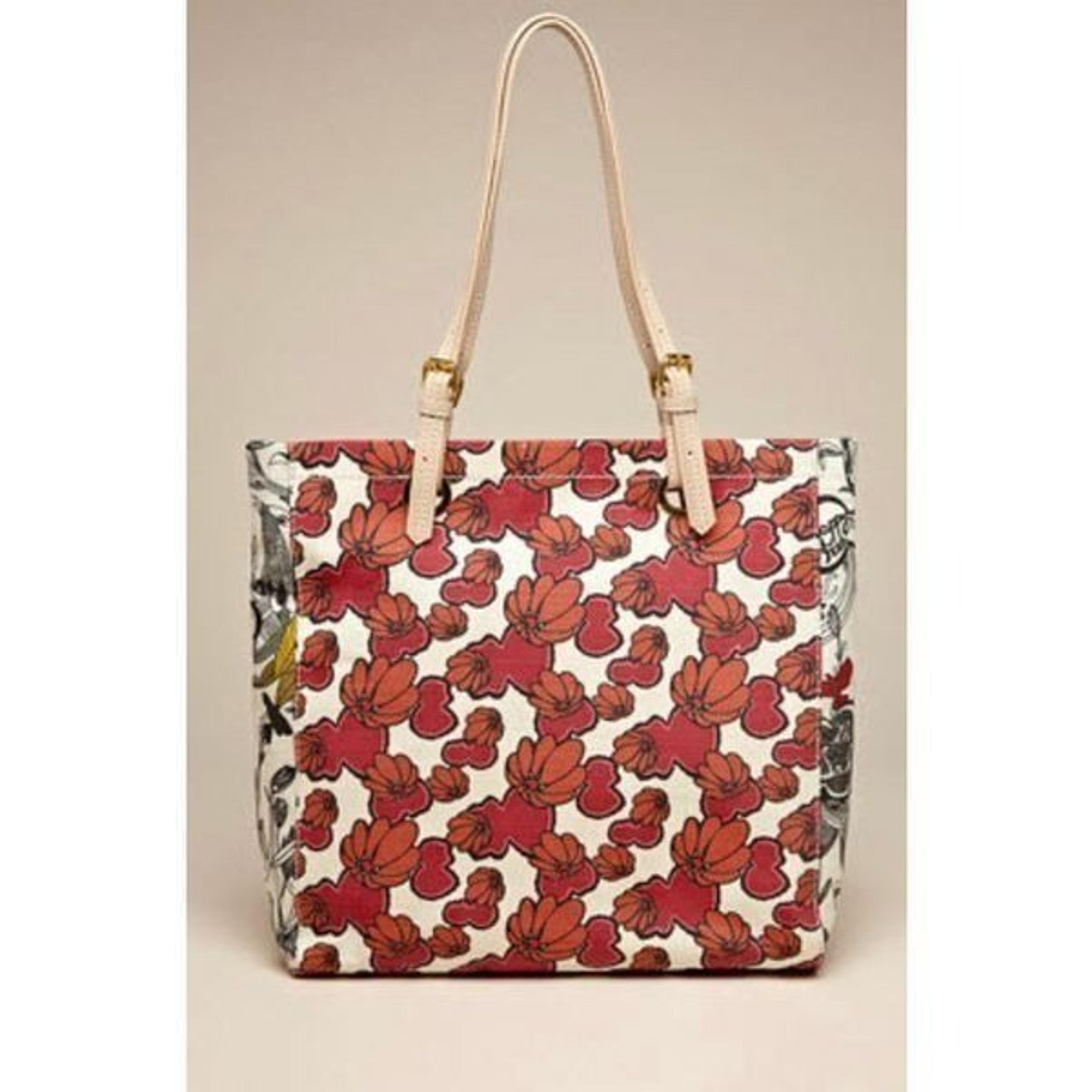 SAKROOTS by The Sak Purse Women’s Large Red Orange on Cream Floral Metro Tote Sa