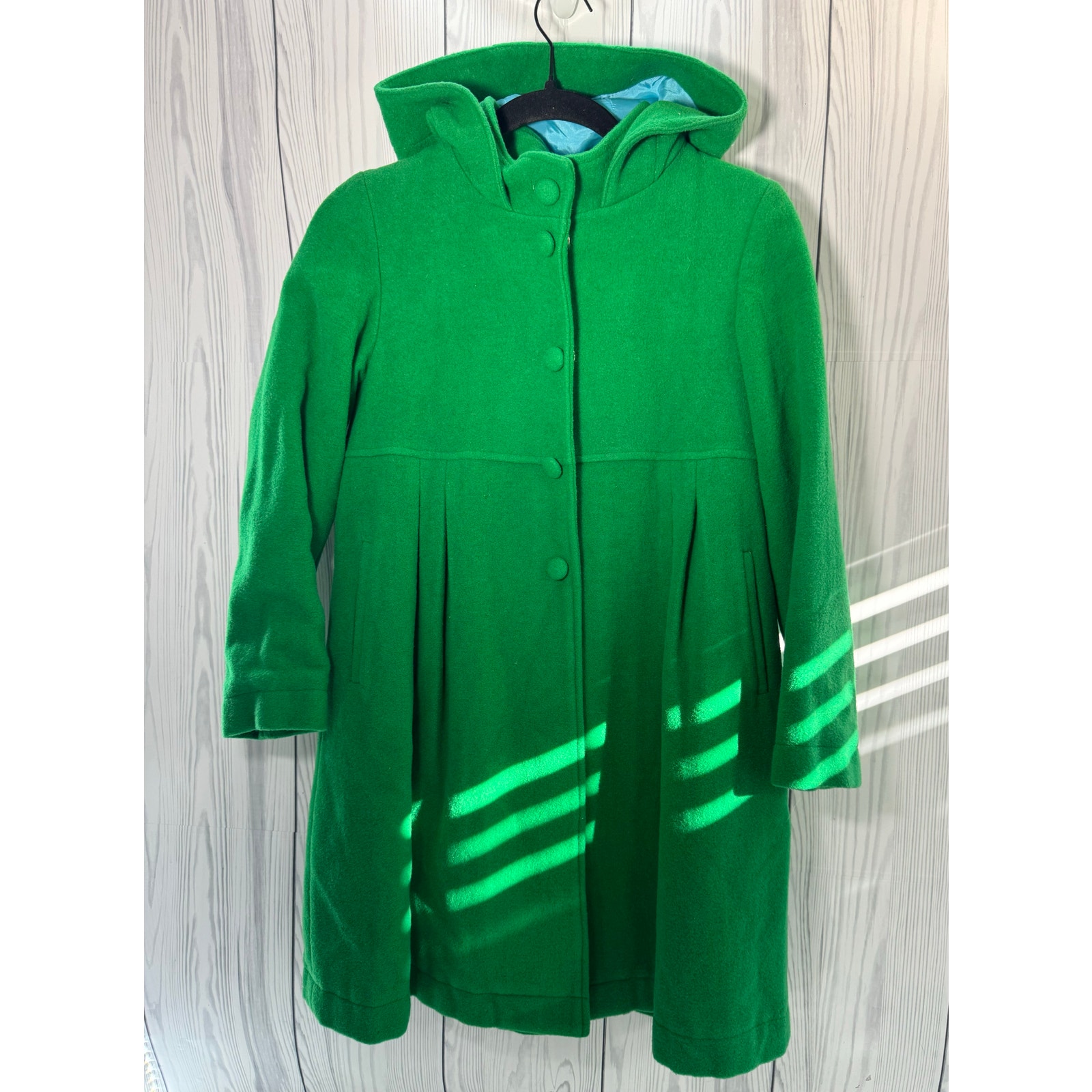 Garnet Hill Girl’s Wool Full Length Green Winter Holiday Coat Size 12