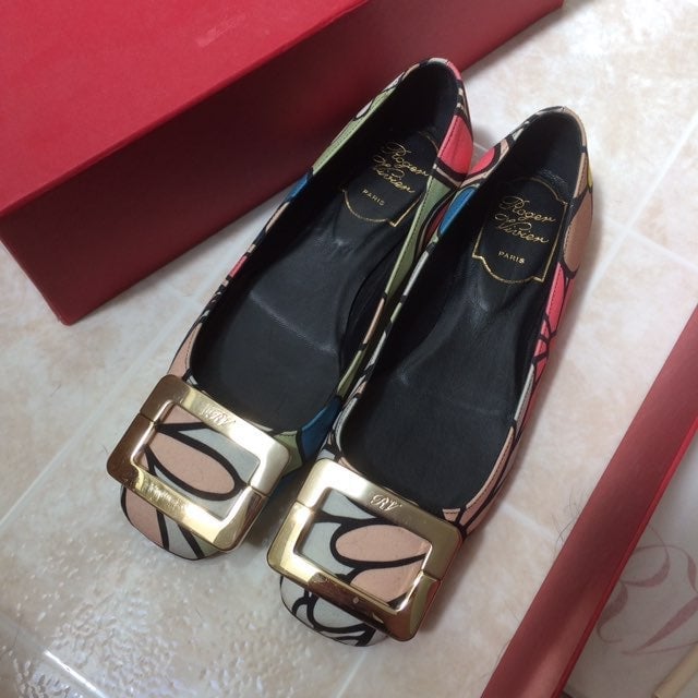 Roger Vivier Floral Flats Pistachio EU34
