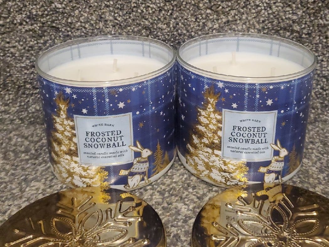 Frosted coconut snowball candles