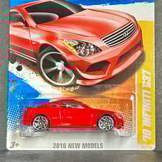 2010 Hot Wheels New Models '10 Infiniti G37 Base misspelled Infinity Red MB3