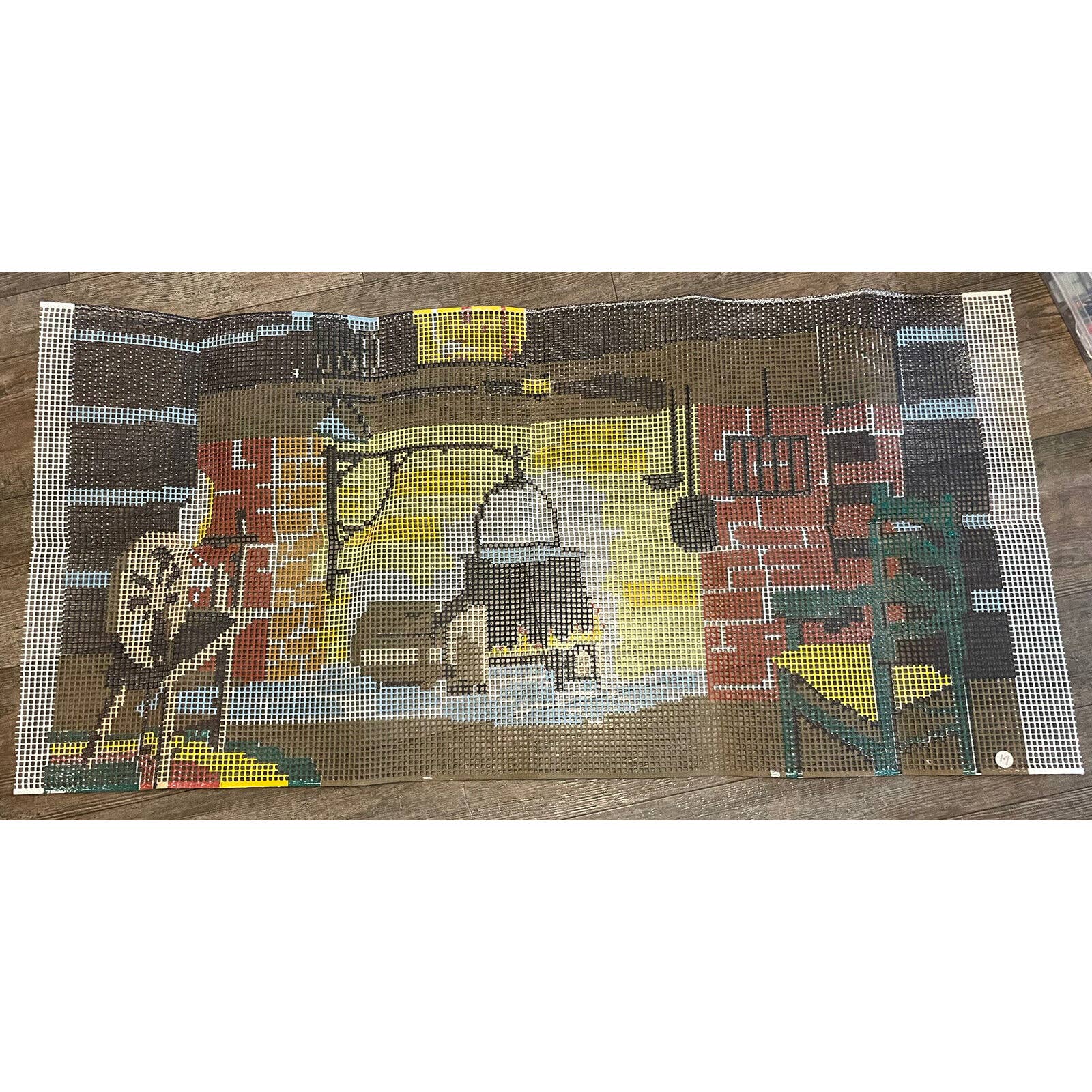 Mary Maxim Latch Hook Kit No 1583 Fireplace 27.5”x57” Complete Vintage RARE HTF