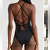 ANDIE nwot THE FIJI black lace up back one piece swimsuit S T