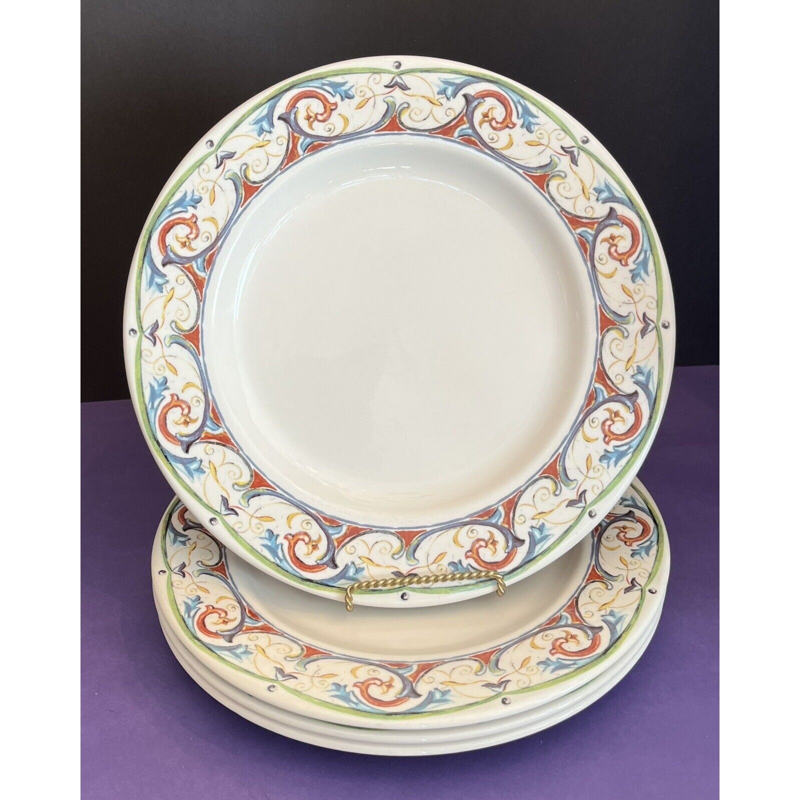 Vintage (4) Syracuse China Restaurant Ware 12” Chop Plate Platter Scroll & Swirl